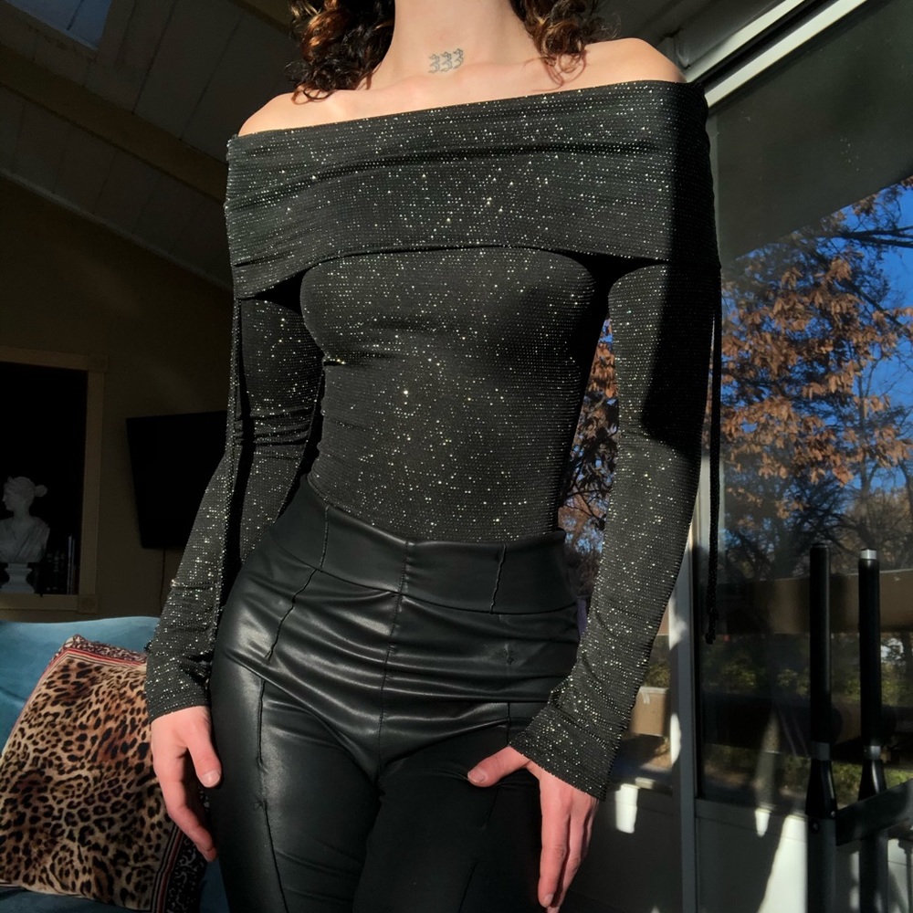 Sparkly off the shoulder bodysuit